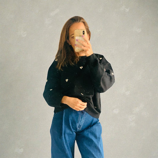 Camisola corações tachas